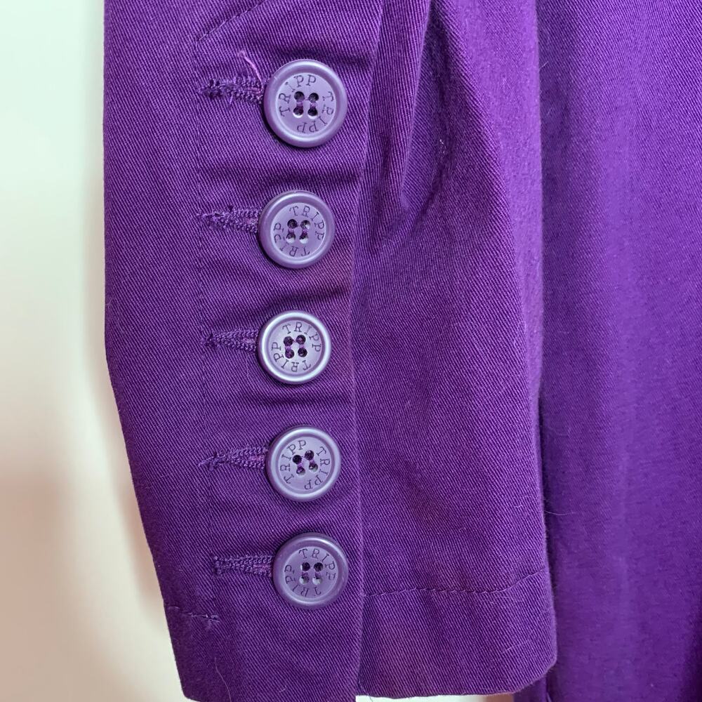 TRIPP NYC Purple Gothic Trench Coat Long Button Front Jacket Alt Grunge Medium - Picture 8 of 16
